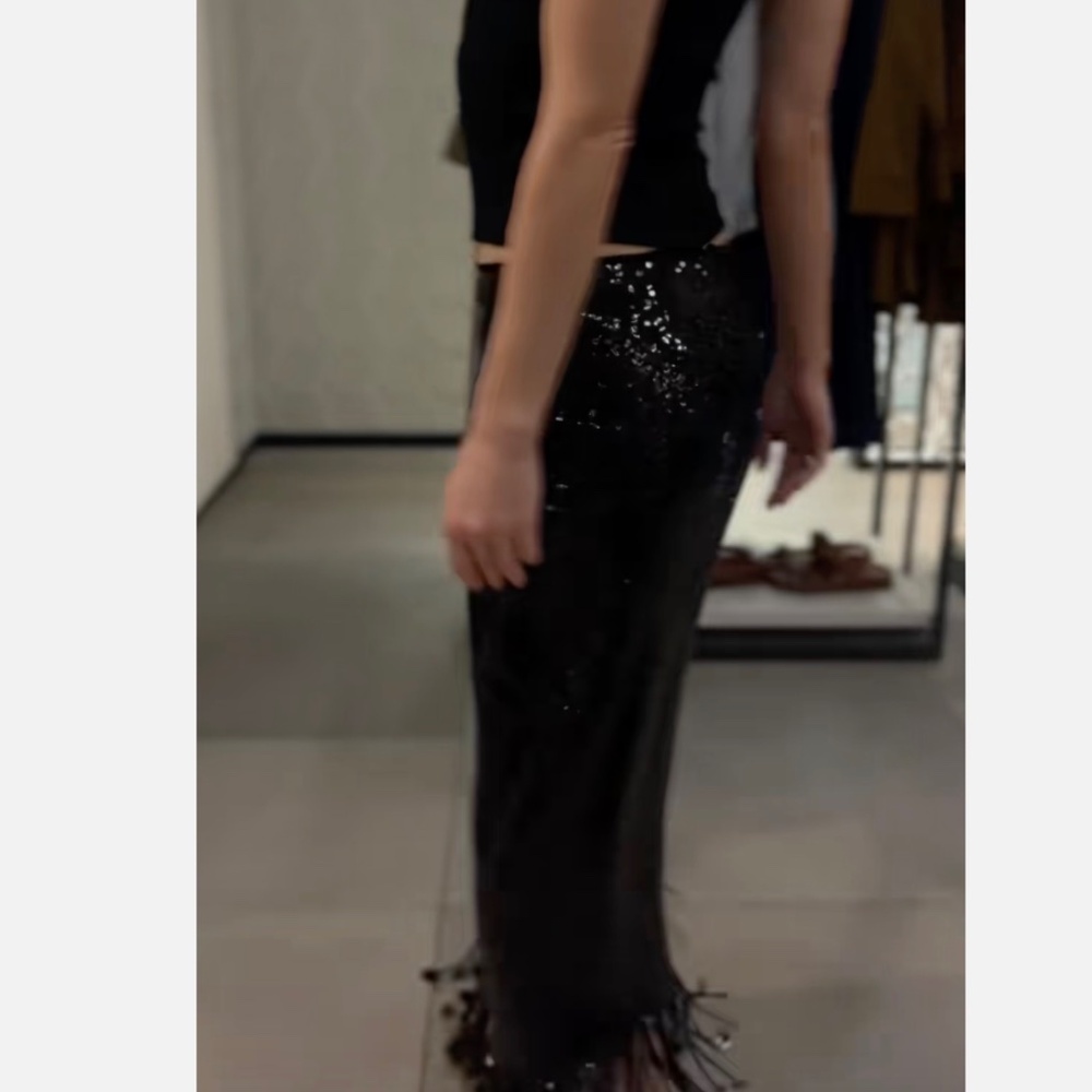 ZARA ZW Collection Sequin Long Skirt – Black – Size S – NWT - Picture 7 of 9